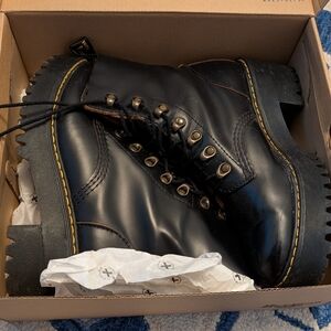 Dr. Martens Black Leather Moto Boots